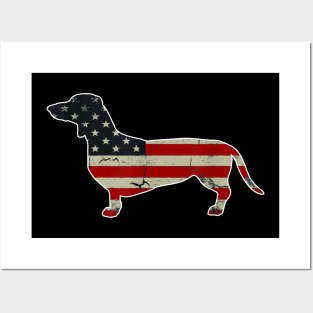 Patriotic Dachshund American Flag 4th Of July Gift Posters and Art